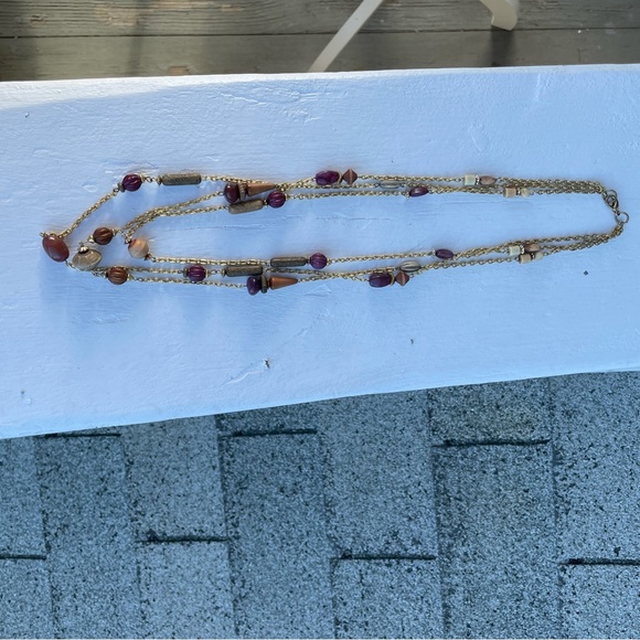 Gold Tripled Layered Beaded Necklace - Picture 3 of 5